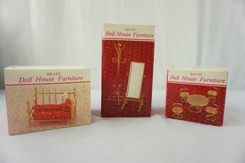 Vtg brass doll house - brass, furniture