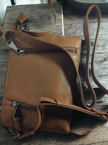 Brown leather zip - leather,