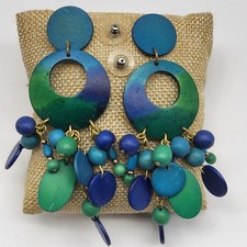 Fabulous Large Earrings Bold coconut wood dangle resort articulated conga big