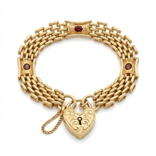 9ct yellow gold - gold, garnet