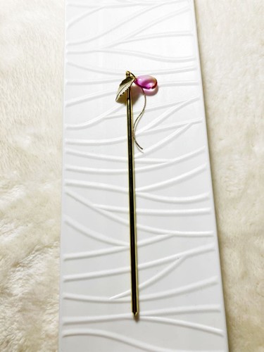 Pink jewel leaf hairpin - jewel,