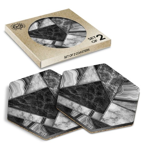 Hexagon coasters bw - hexagon,