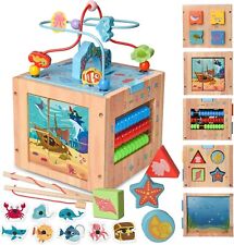Wooden Activity Cube Toys,7 in