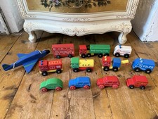 12x Vintage ELC Wooden Vehicles Joblot Fire Engine Trucks Police Cars Plane