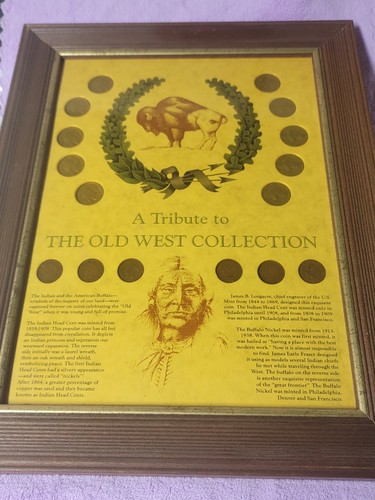 Vintage old west framed coin - old,