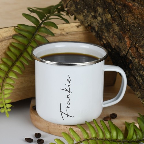 Personalised name white enamel - name,