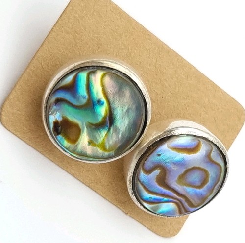 Silver abalone earrings large - silver,
