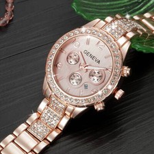 Ladies Watches Wristwatches Crystal Bling Diamond Quartz Women Rhinestone Watch