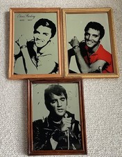 3 x Vintage Elvis Presley Picture Mirrors Glass Framed 12x8” & 11x8”