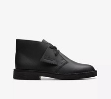 New Clarks Originals Older Boys Black Leather Desert Boots UK Size 5.5 G EU 39