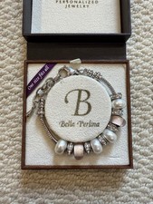 Bella Perlina Pink Pearl And Silver Charm Bracelet, Adjustable