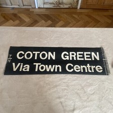 Vintage Linen Bus Destination Blind Sign Reel Tamworth Coton Green