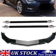 For SEAT LEON MK3 CUPRA/FR 2012-2016 Glossy Front Bumper Lip Splitter+Strut Rods