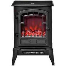 Freestanding Electric Fireplace Heater With Realistic Flame Effect Black