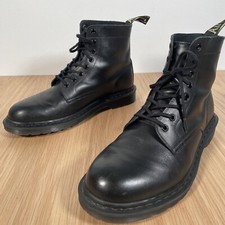 Dr Martens Mens UK 10 Boots Black Leather HH51 Made in England 8 Hole Mono