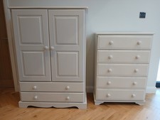 Bedroom Nursery Pine Tall Boy Wardrobe &  Chest of Drawers Farrow & Ball white 