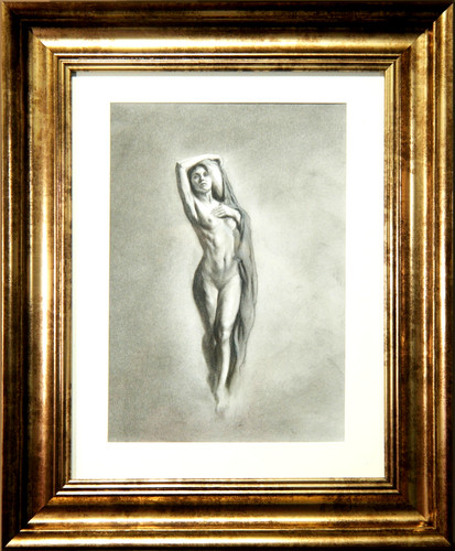 Charcoal original nude female - charcoal,