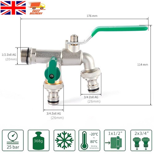 Double garden tap with 2 - garden,