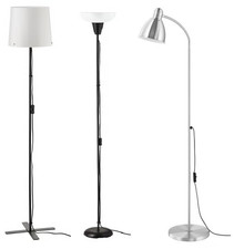 Ikea Tall Standing Floor Lamp - Metal Uplighter with Standard Lamp Shades