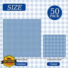Blue Gingham Napkins 50 Pack