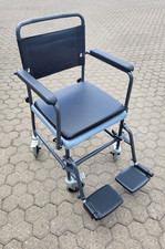 Mobile Wheeled Toilet Commode Chair Wheelchair- Footrests inc