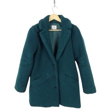 Fat Face Women's Green Teddy Fleece Overcoat Size 10