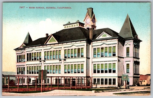 Antique postcard high - antique, school