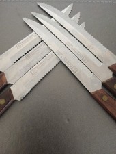 VTG Bloomfield #3926 Steak Knife 8 1/2" Stainless Steel Wood Handle Lot of 6