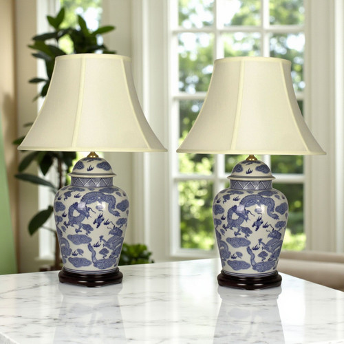 Pair chinese tall jar table - tall,