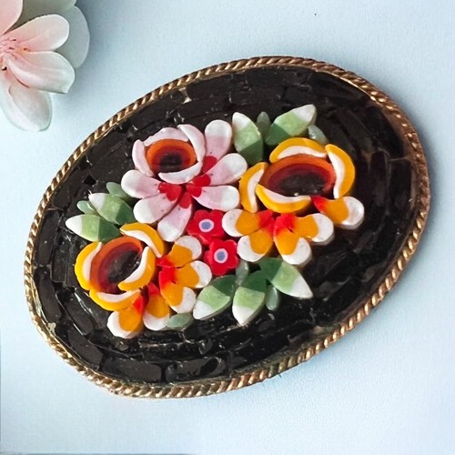 Micro mosaic brooch floral - mosaic,