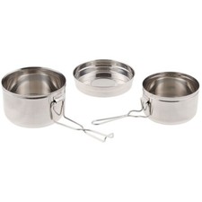 MFH Czech Army Style Mess Tin Kit Cooking Pot Stainless Steel 3 Part 