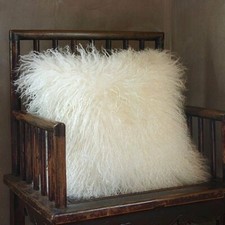 1x 100% Real Mongolia Tibetan Lamb Fur Cushion Cover White Pillowcase Decorative