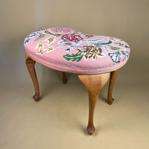 Pink tapestry stool - stool, vintage