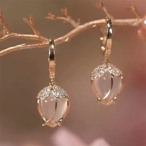 Tulip drop earrings gold - drop,