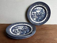 4 X Churchill Blue Willow 9.5” Start Salad Dinner Plates. Excellent Cond #A135