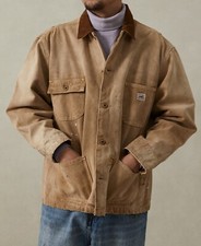 Paint Splatter Cargo Barn Jacket Damboland Work Chore Beige Canvas Corduroy S