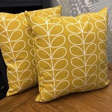 2 X Orla Kiely Dandelion Mustard Stem Cushions (Inners Included)
