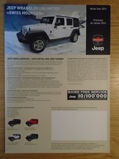 JEEP WRANGLER UNLIMITED German Brochure Price List Preisliste Prospekt 2014