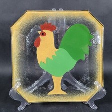 Fused Art Glass Chicken Plate