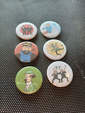Set of 6 x 25mm Button Badges Tintin Haddock Calculus Thompson Twins