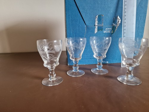 Vintage thistle etched glasses - etched,