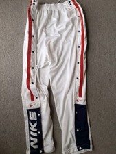 Vintage Nike Tracksuit Bottoms Joggers Full Length Poppers 90s Y2k Large White