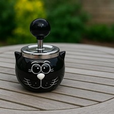 Black Cat Face Push Ashtray |