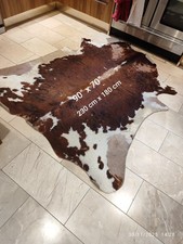X Large Cow Hide Genuine Skin Rug in Chestnut Brown and White 230 cm x 180 cm