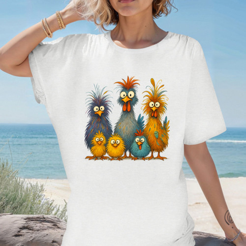 Colorful chicken shirt funny - colorful, shirt,