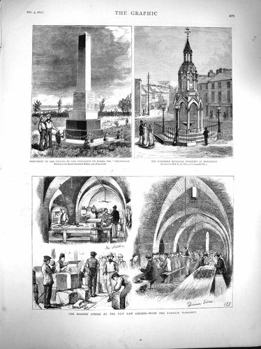 Old antique print - old, masons