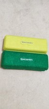x2 SPECSAVERS Semi-hard Glasses Case with Cleaning Cloth, light &dark green, new