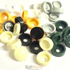 BLACK YELLOW WHITE LIGHT DARK GREY BROWN SMALL PLASTIC HINGED SCREW COVER CAPS