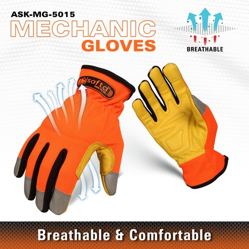 Gloves work leather mechanics - gloves,