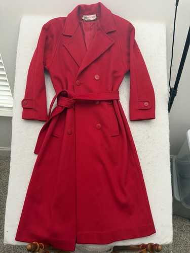 Vintage red wool trench - vintage, coat
